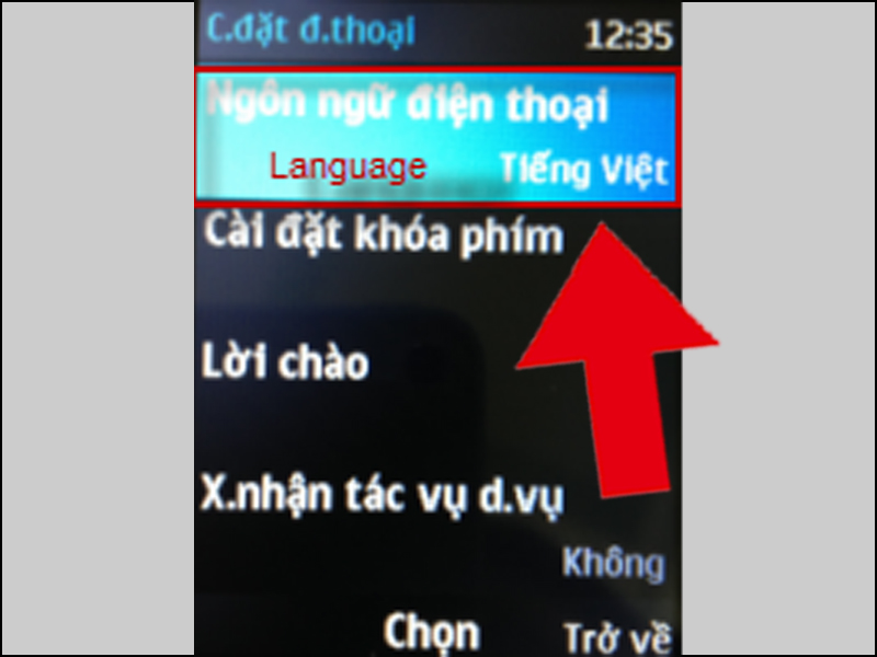 Chọn Ngôn ngữ điện thoại 